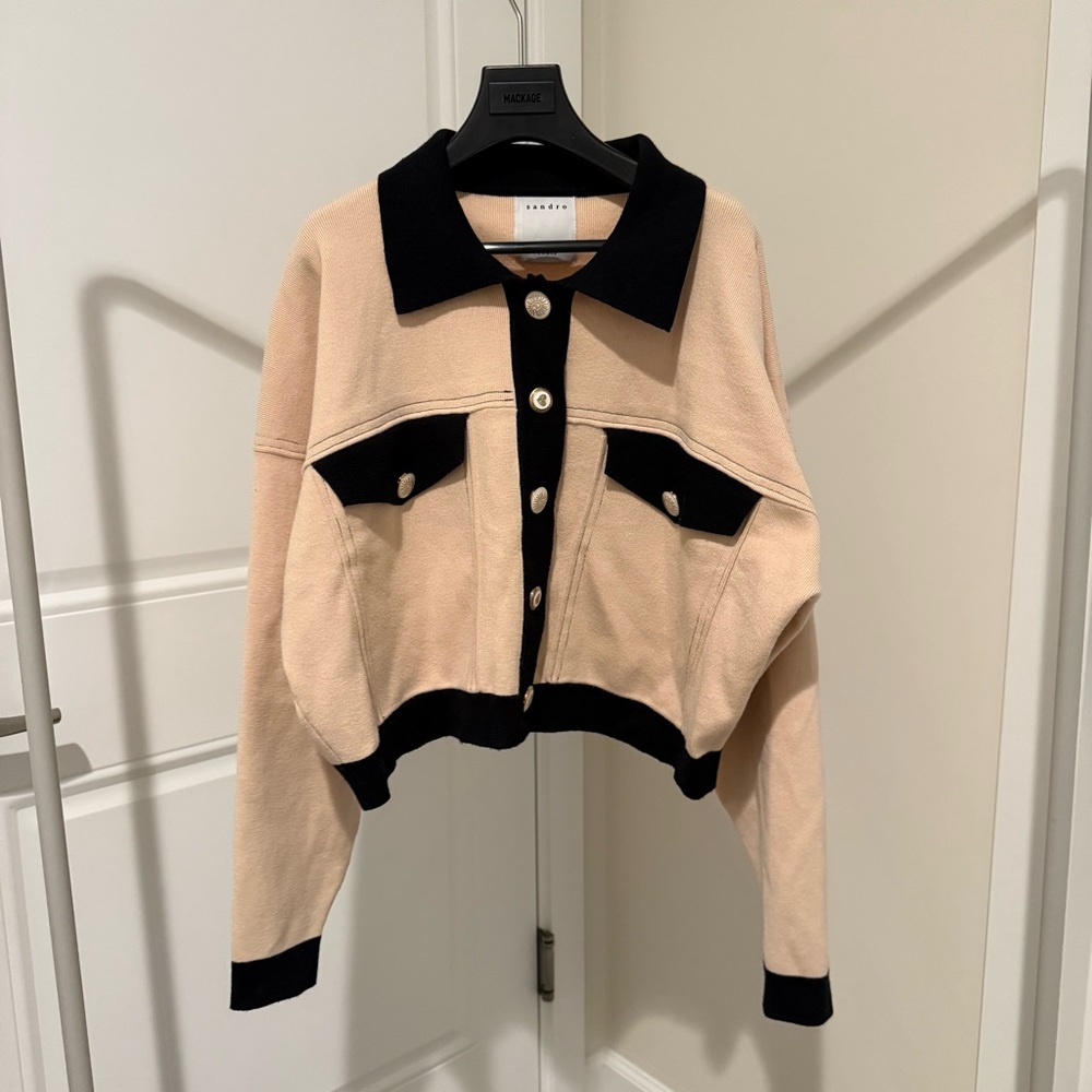 Sandro Tan and Black Women's Cardigan size 1